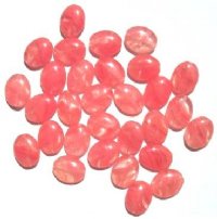 30 12x9mm Flat Oval Crystal Strawberry Marble